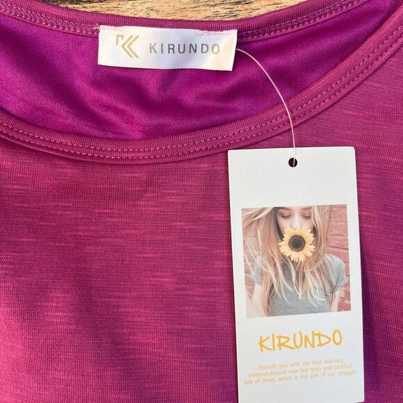 Long Sleeves Ruched Side Fuchsia - Picture 6 of 11